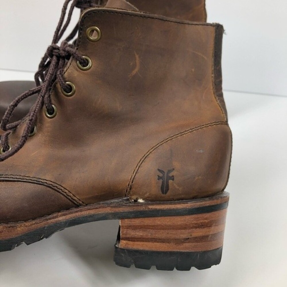Vintage Frye Brown Leather Lace Up Boot Rare Made In The USA Size 6 - Picture 2 of 14